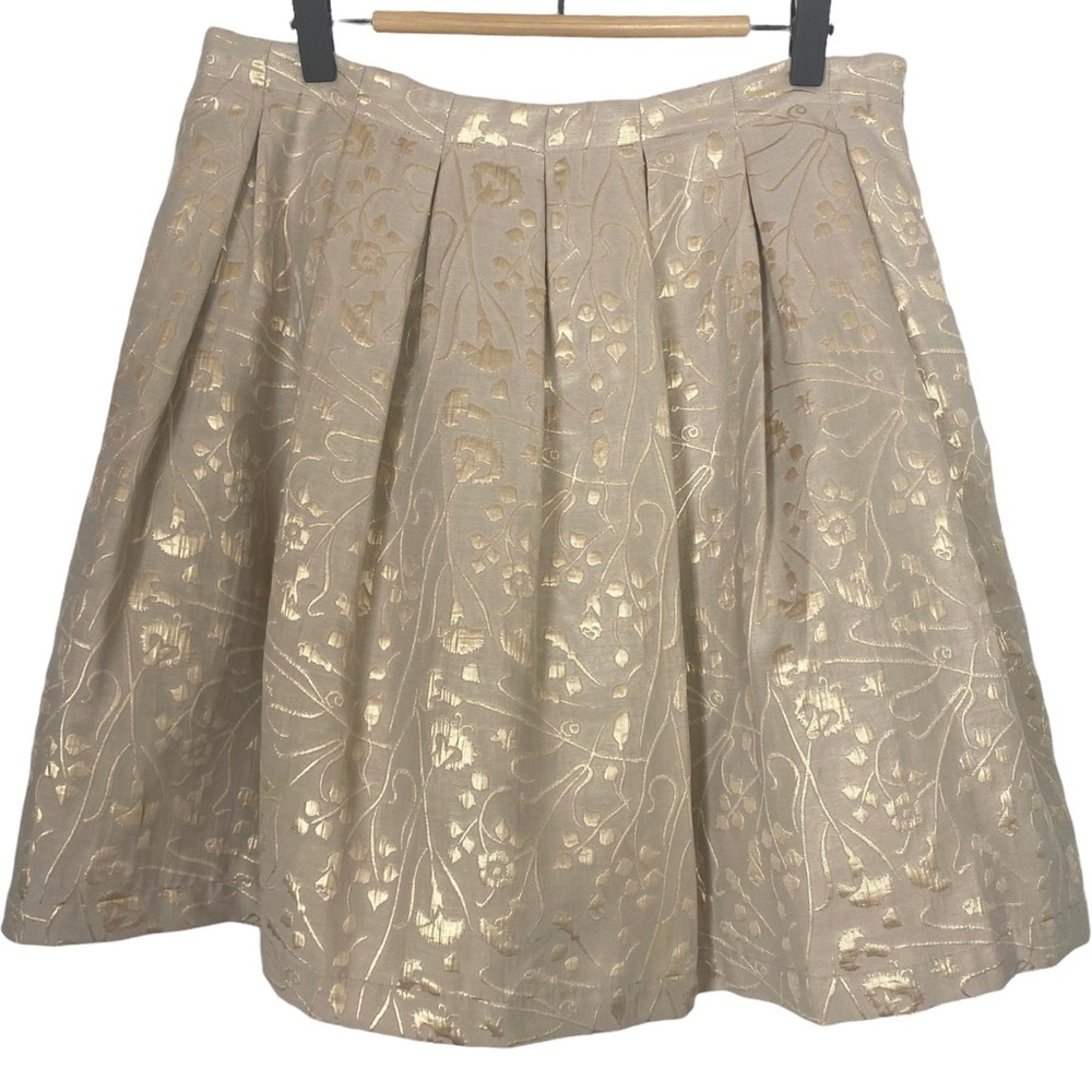 ISANI for TARGET Gold Metallic Jaquard Pintuck Full A-Line Mini Skirt medium